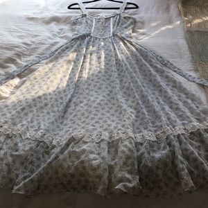 PALE BLUE FLORAL VINTAGE GUNNE SAX PRAIRIE DRESS